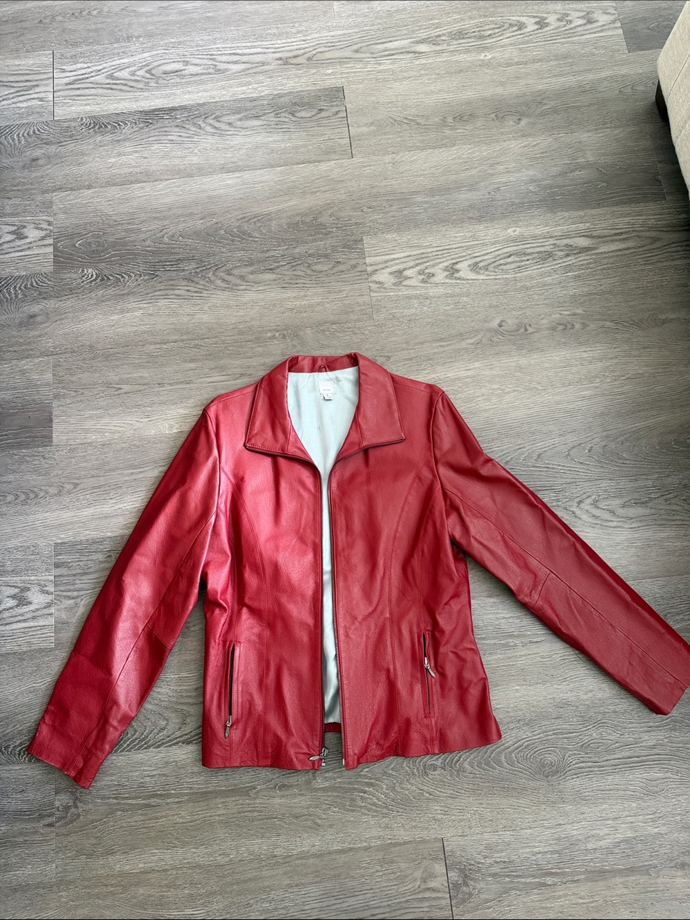 Wilsons Leather Red Zip-Front Women's Leather Jacket